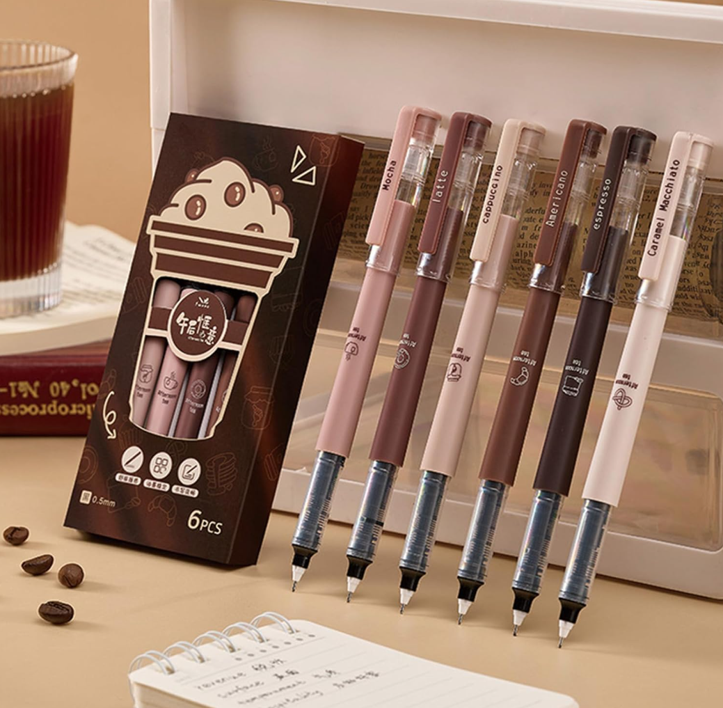 Coffee Style Theme Ballpoint Pens (6 pack)
