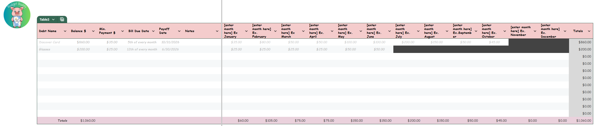 Budget Template Package (DIGITAL GOOGLE SHEET FILE)