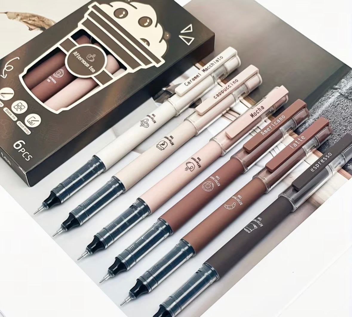 Coffee Style Theme Ballpoint Pens (6 pack)