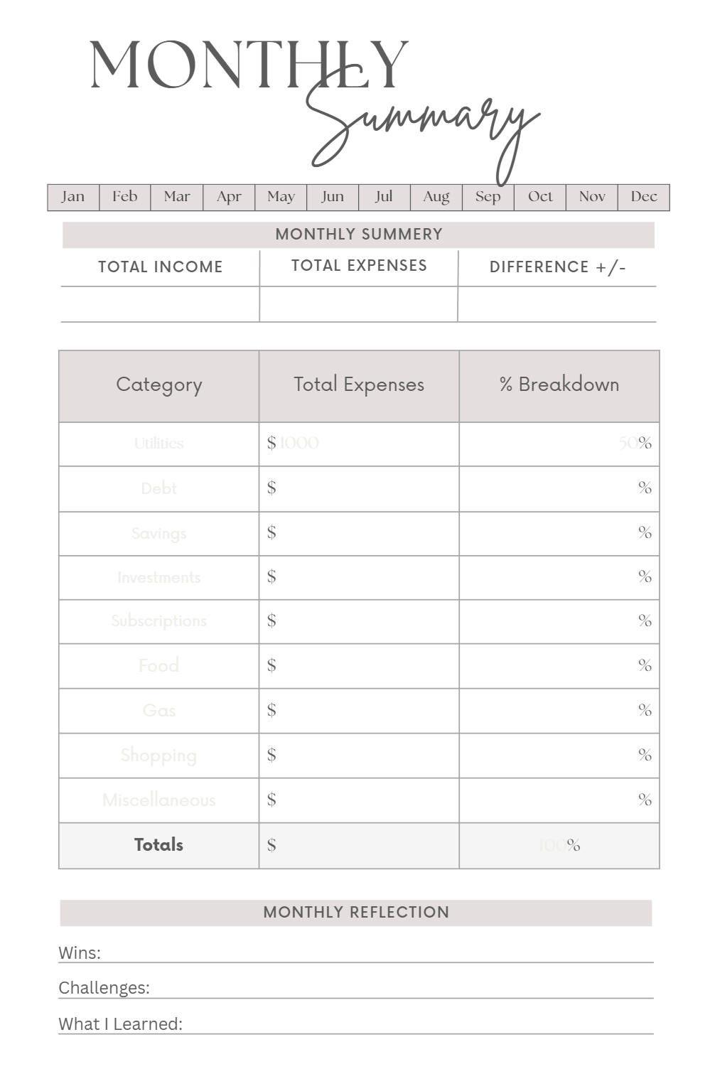 Budget Planner (DIGITAL PDF FILE)