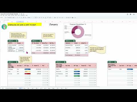 Bi-Monthly Budgeting View Template (DIGITAL GOOGLE SHEET FILE)