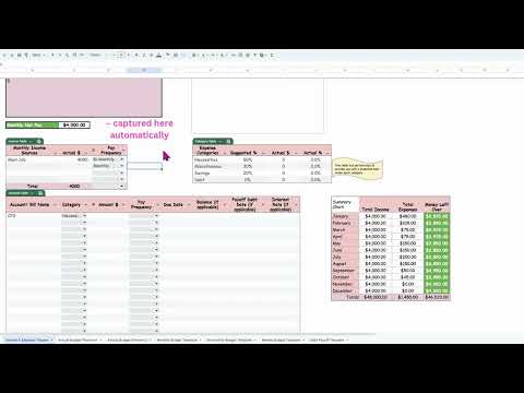 Annual Budgeting View Template (DIGITAL GOOGLE SHEET FILE)